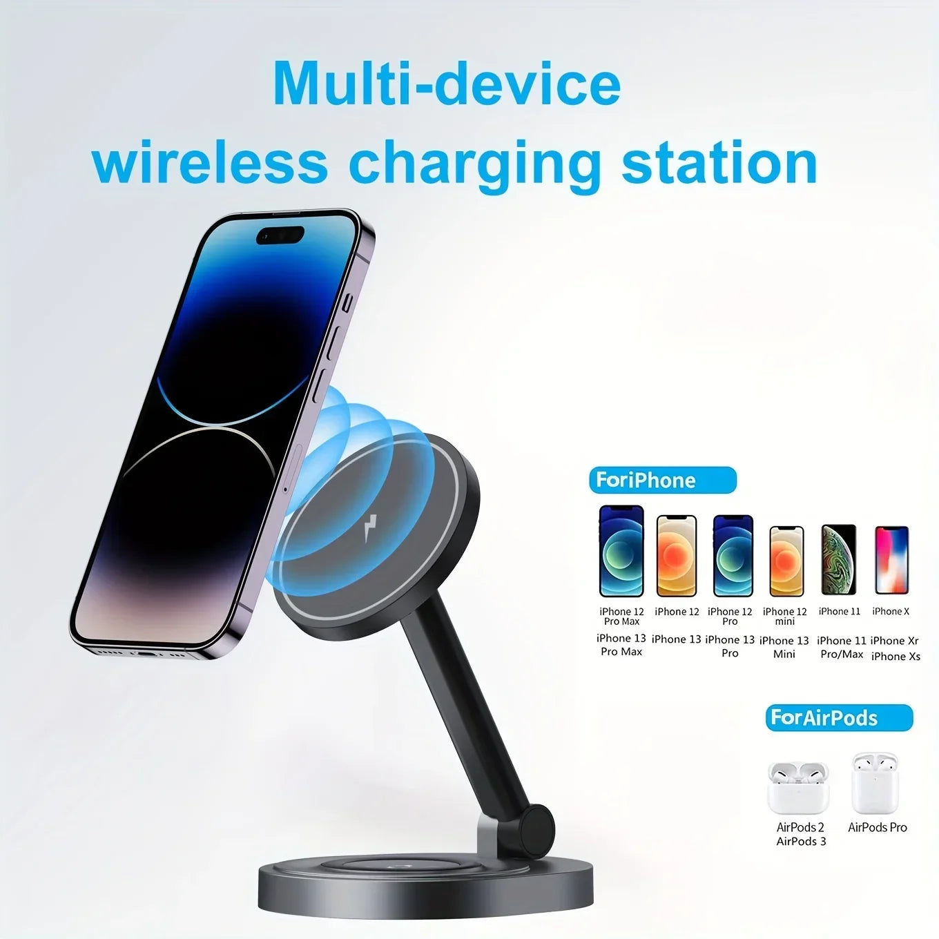 2/3-in-1 Magnetic Wireless Charging Station for Apple Devices (iPhone 17-11 series, watches AND airpods)