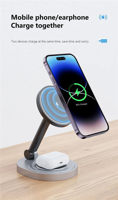 2/3-in-1 Magnetic Wireless Charging Station for Apple Devices (iPhone 17-11 series, watches AND airpods)