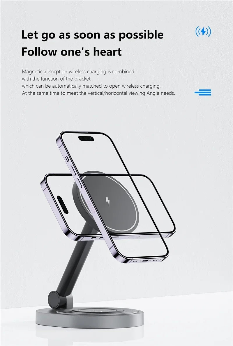 2/3-in-1 Magnetic Wireless Charging Station for Apple Devices (iPhone 17-11 series, watches AND airpods)