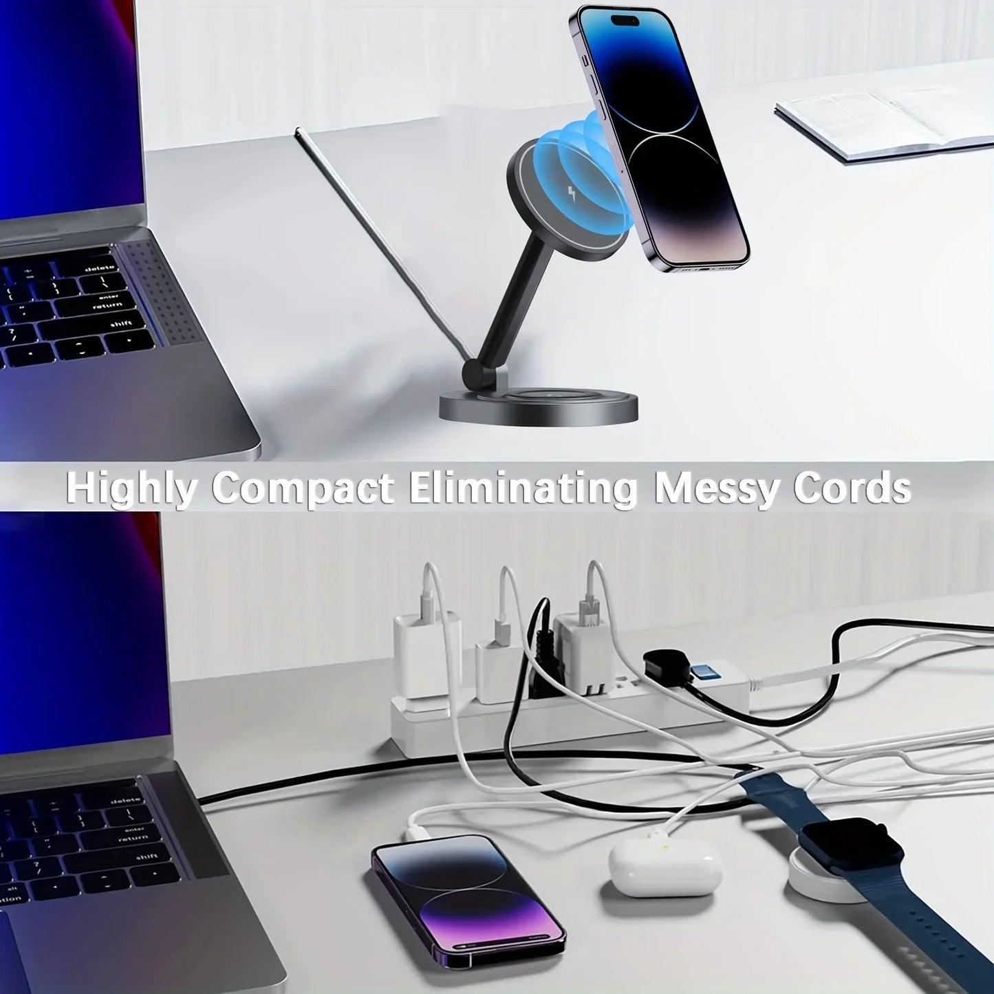 2/3-in-1 Magnetic Wireless Charging Station for Apple Devices (iPhone 17-11 series, watches AND airpods)