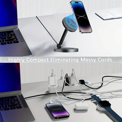 2/3-in-1 Magnetic Wireless Charging Station for Apple Devices (iPhone 17-11 series, watches AND airpods)