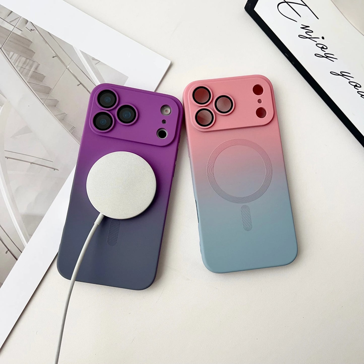 Luxury Gradient Magnetic Case for iPhone 11-17 Pro Max & Plus - Precision Lens Cover