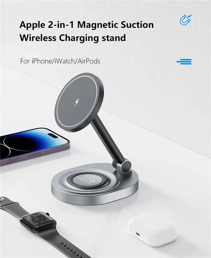 2/3-in-1 Magnetic Wireless Charging Station for Apple Devices (iPhone 17-11 series, watches AND airpods)