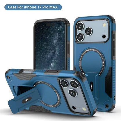 iPhone 17/Air 16/15/14 Pro Max Magnetic Case with Stand & Wireless Charging