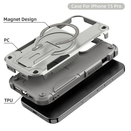 iPhone 17/Air 16/15/14 Pro Max Magnetic Case with Stand & Wireless Charging